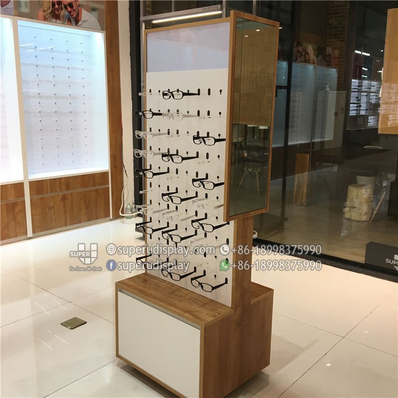 Custom Mobile Wood Floor Stand Rotating Eyeglass Display Spinning ...