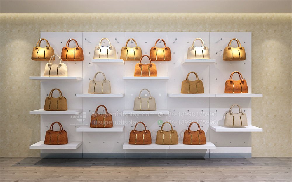 Handbag Display Shelf Glass Wall Mounted Lighted - Besty Display