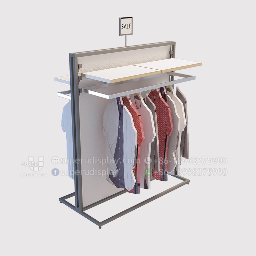 Custom Freestanding Gondola Retail Clothing Display for Menswear