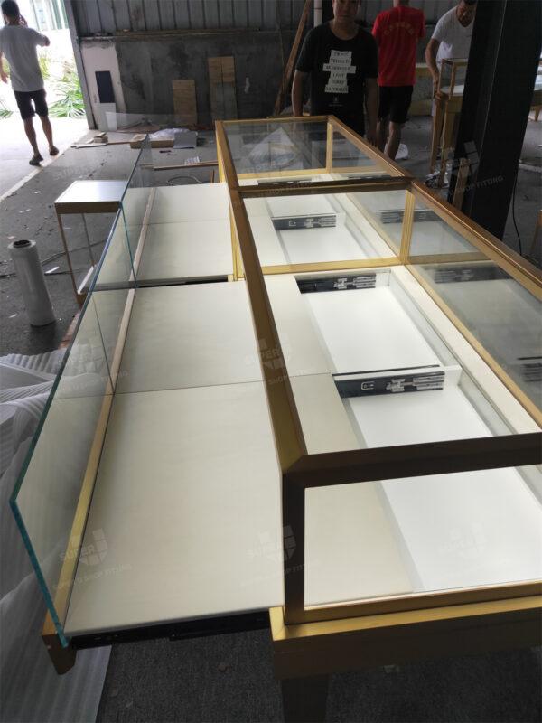 Gold SS Glass Jewellery Display Cabinet