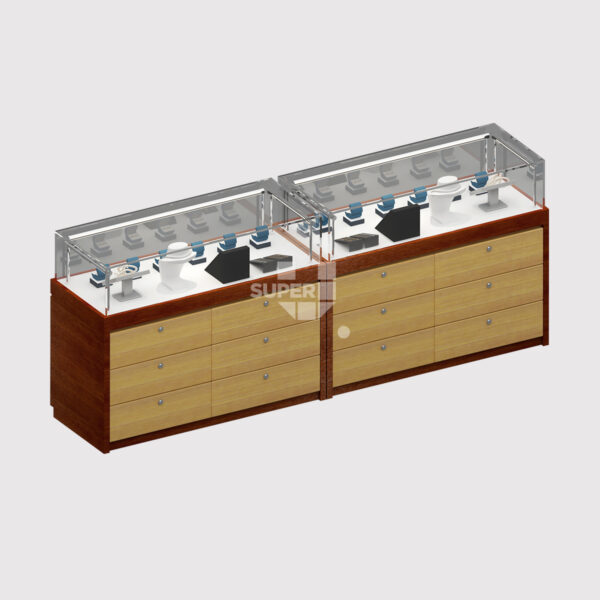 Half Vision Wood Glass Jewelry Display Counter