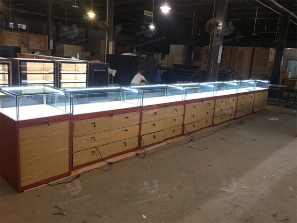 Half Vision Wood Glass Jewelry Display Counter