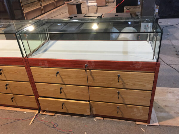 Half Vision Wood Glass Jewelry Display Counter