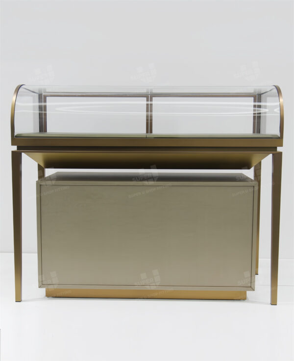 Luxury Gold Stainless Steel Retail Jewelry Display Case