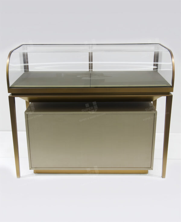 Luxury Gold Stainless Steel Retail Jewelry Display Case