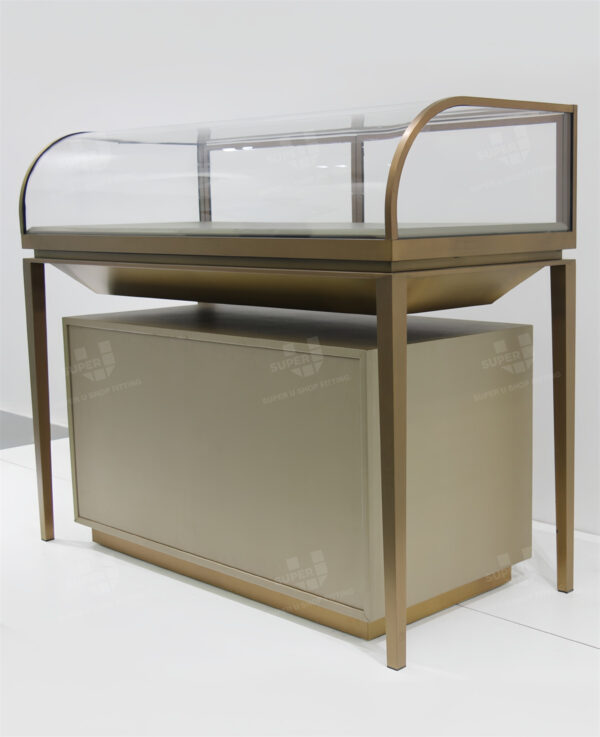 Luxury Gold Stainless Steel Retail Jewelry Display Case