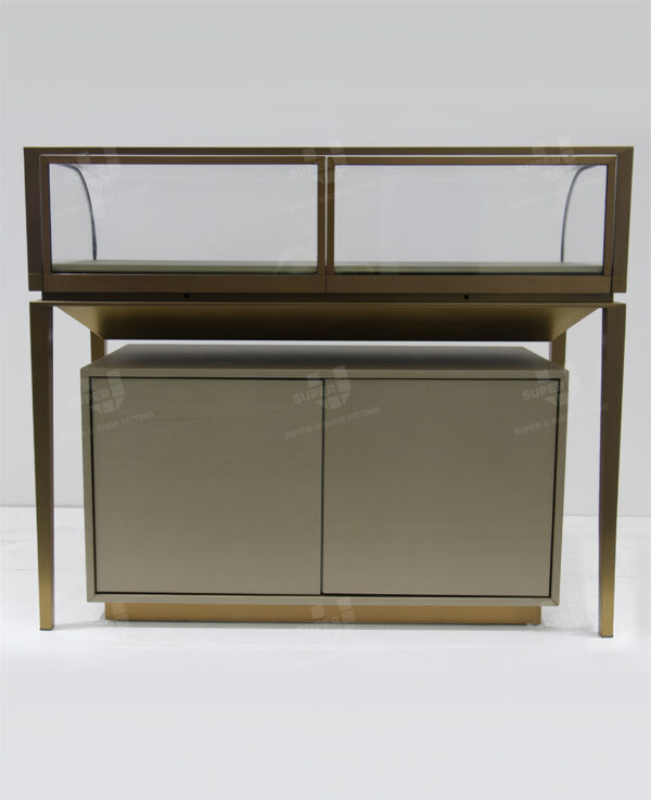 Luxury Gold Stainless Steel Retail Jewelry Display Case