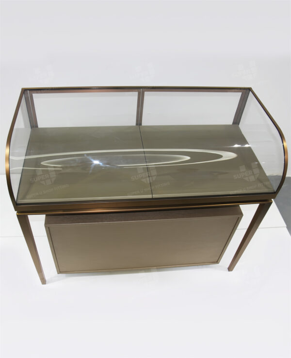 Luxury Gold Stainless Steel Retail Jewelry Display Case