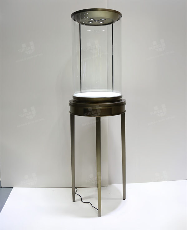 Round Pedestal Vitrine Luxury Jewelry Display Case