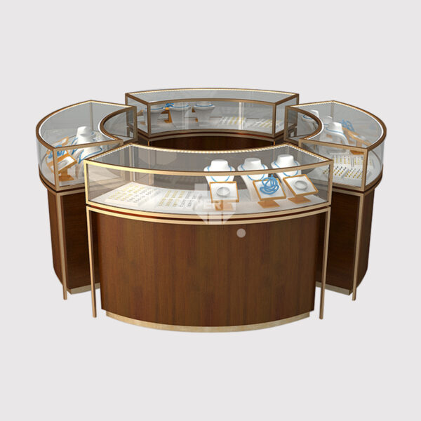 Round Shopping Mall Jewelry Display Kiosk Counter