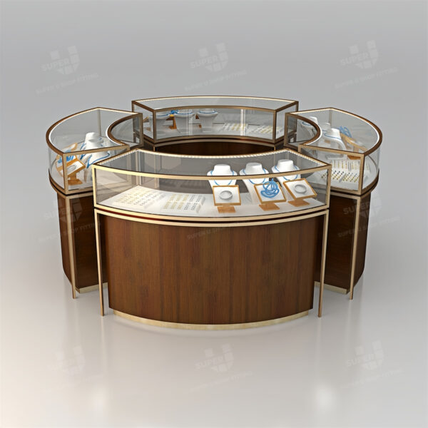 Round Shopping Mall Jewelry Display Kiosk Counter