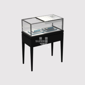 Wood Counter Table Glass Jewelry Display Case